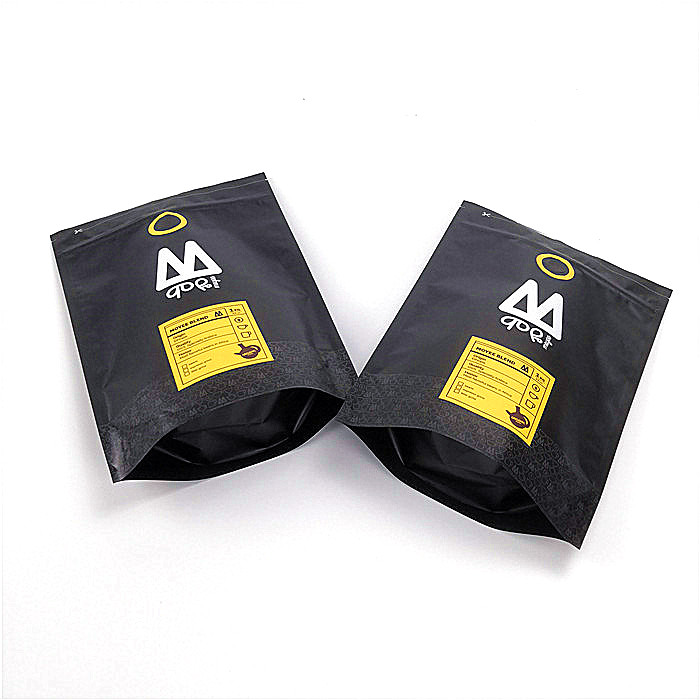 Reseableable স্ট্যান্ড আপ জipper পাউন্ড ব্যাগ কাস্টম মুদ্রিত স্তরিত ম্যাট কালো রঙ