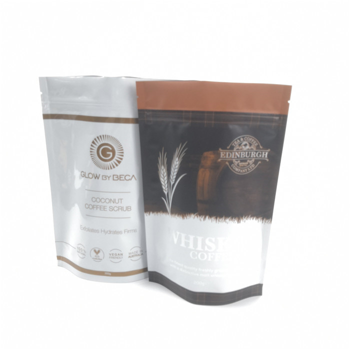 জিপ লক প্লাস্টিকের পাইচ প্যাকেজিং অ্যালুমিনিয়াম ফয়েল কফি ব্যাগ Gravnre মুদ্রণ