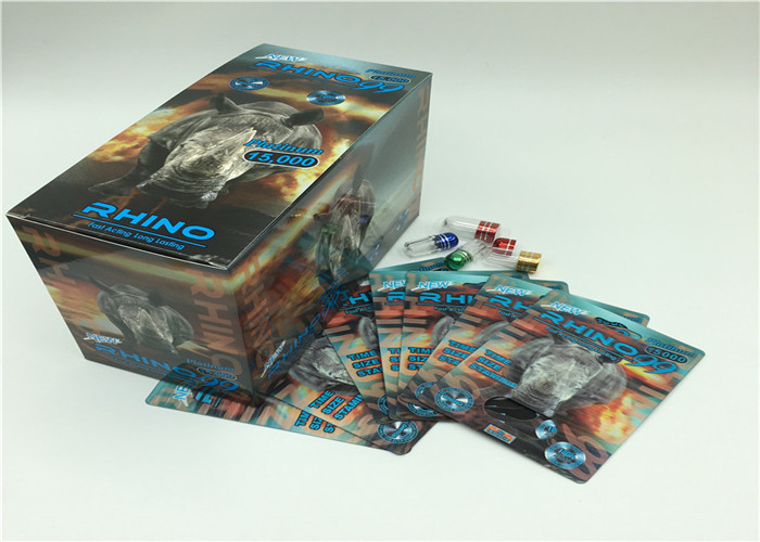 গোল্ড 69K Rhino পাউডার ক্যাপসুল ব্লিস্টার প্যাক প্লাস্টিক কভার সঙ্গে 3 ডি কার্ড প্যাকেজিং