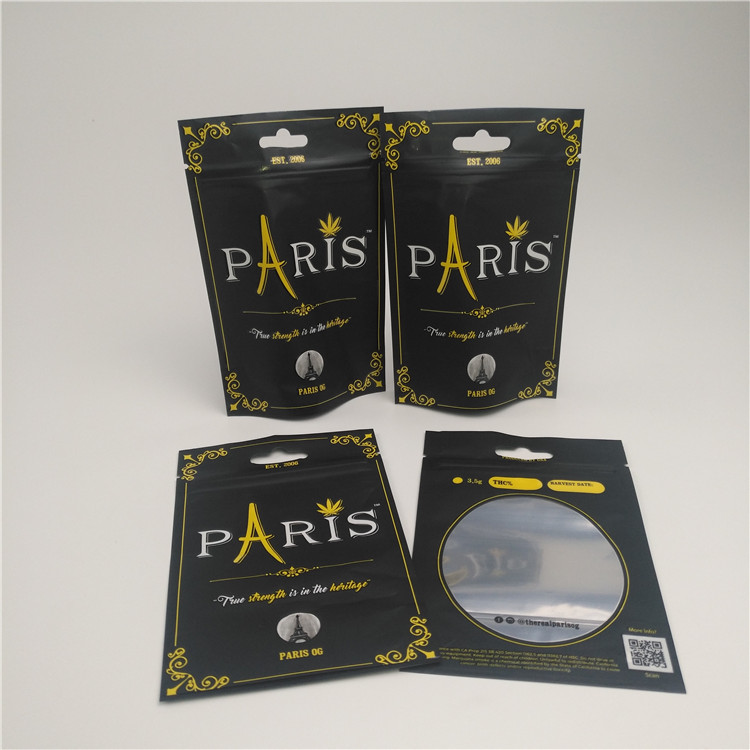 সাফ উইন্ডো স্ট্যান্ড আপ থলি পাউচ গন্ধযুক্ত প্রুফ সিবিডি প্যাকেজিং ব্যাগ সহ চাইল্ডপ্রুফ জিপার