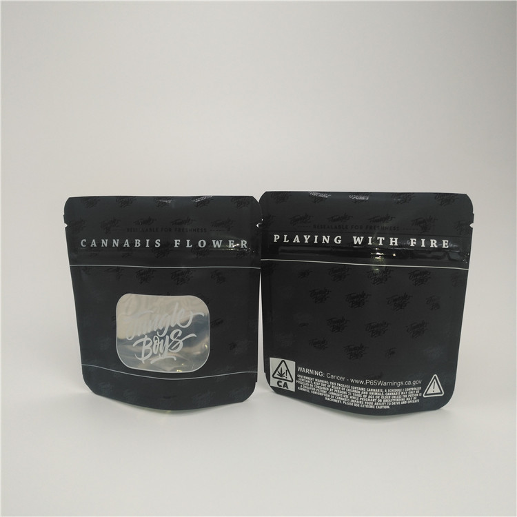 ম্যাট ব্ল্যাক মাইলার অ্যালুমিনিয়াম ফয়েল স্ট্যান্ড আপ থলি মেডিকেল টোব্যাকো লিফ প্যাকেজিং