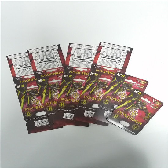 সেক্সুয়াল পাওয়ার ক্যাপসুল প্যাকেজিং 3 ডি ফোস্কা কার্ড প্যান্থার / এমবা / গেন্ডার ভি 7 পিলের জন্য পসাইডন