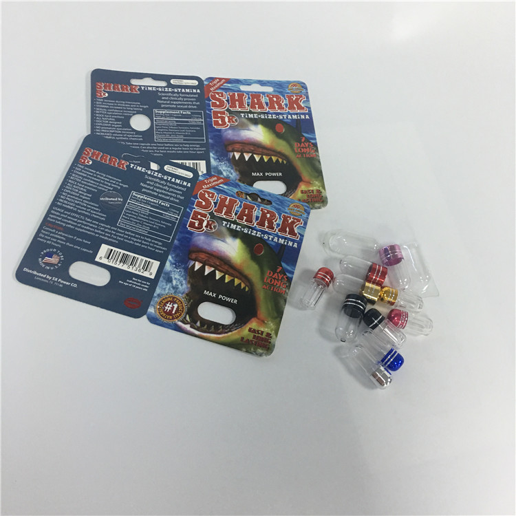 গণ্ডার পুরুষ বর্ধন বড়ি ক্যাপসুল প্যাকেজিং বক্সগুলি ফোস্কা হাঙ্গর কাগজ কার্ডগুলি