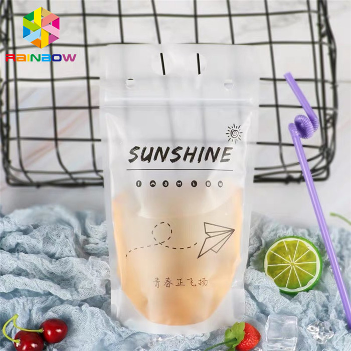 তরল পানীয়ের প্যাকিংয়ের জন্য গ্র্যাভর প্রিন্টিং প্লাস্টিক ব্যাগ প্যাকেজিং রঙিন স্ট্র