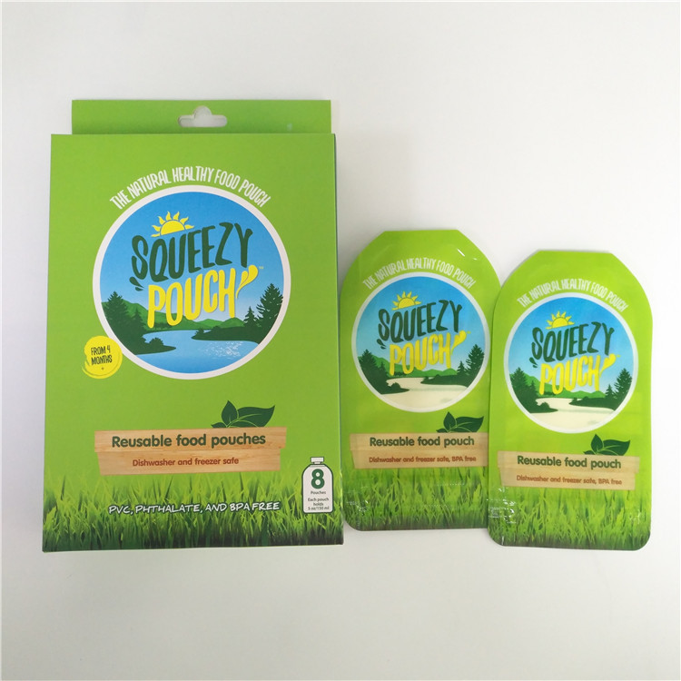 পুনরায় ব্যবহারযোগ্য স্পাউট পাউচ প্যাকেজিং বিপিএ ফ্রি কাস্টম প্রিন্টেড ডাবল জিপার সাথে অগ্রভাগ