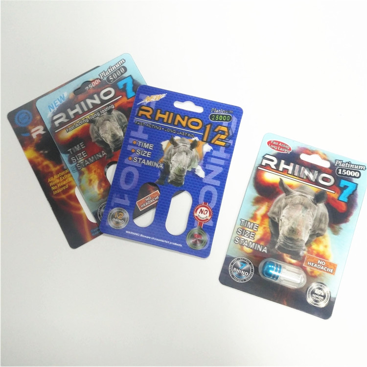 আর্ট পেপার ফোস্কা কার্ড প্যাকেজিং গন্ডার পুরুষ বৃদ্ধি পিল বাক্সগুলি কাস্টমাইজড আকার