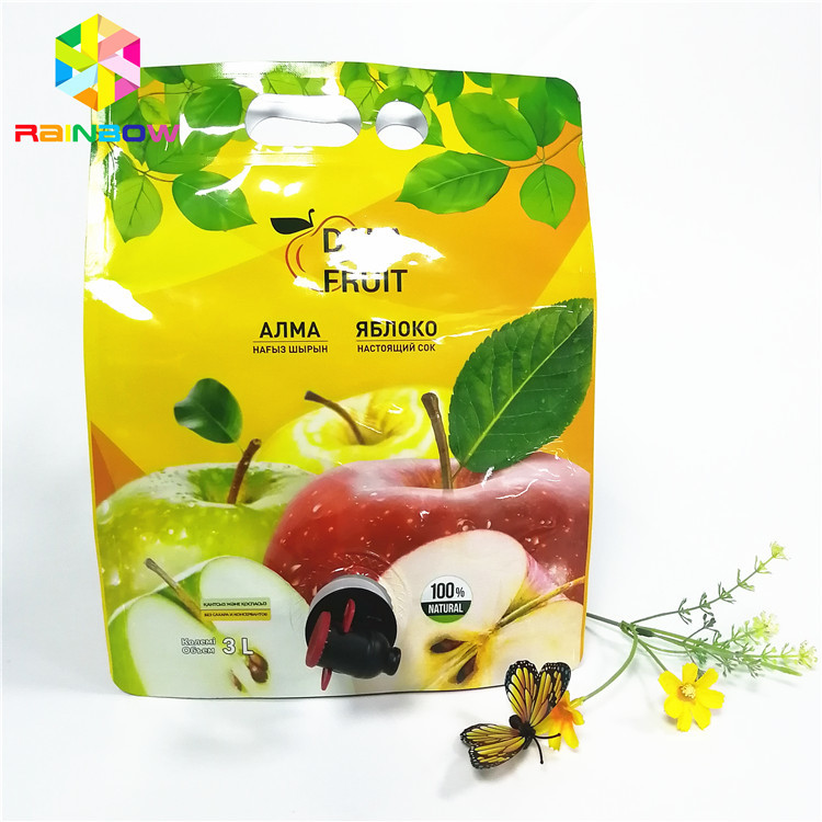 ফুটো প্রুফ স্পাউট পাউচ প্যাকেজিং অ্যালুমিনিয়াম ফয়েল 2 এল 3 এল 5 এল ওয়াইন অ্যাপল জুস স্টোরেজ