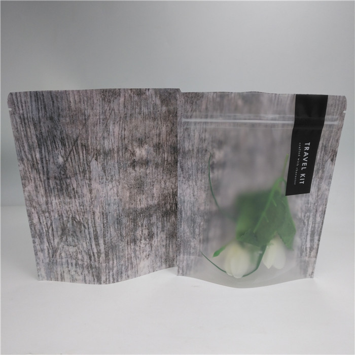 জিপ লক নীচে গু কসমেটিক্স প্যাকেজিং প্লাস্টিকের পরিষ্কার ক্লান্ত ফ্রন্টের সাথে মাইলার পাউচ স্ট্যান্ড আপ করুন