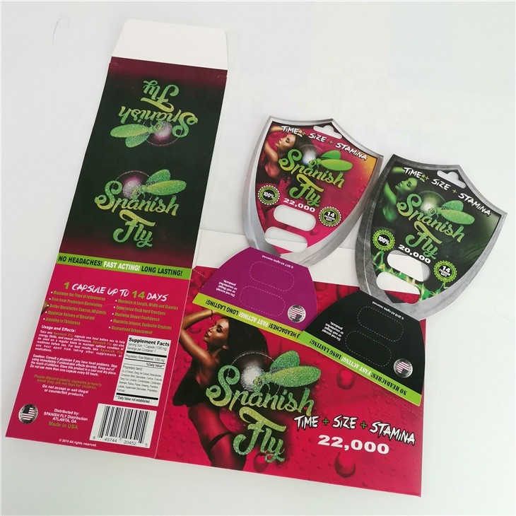 ডি 2 সেক্স পিল ক্যাপসুলগুলির জন্য পুরুষ বর্ধন পিলস ফোস্কা প্যাক প্যাকেজিং পেপার কার্ড