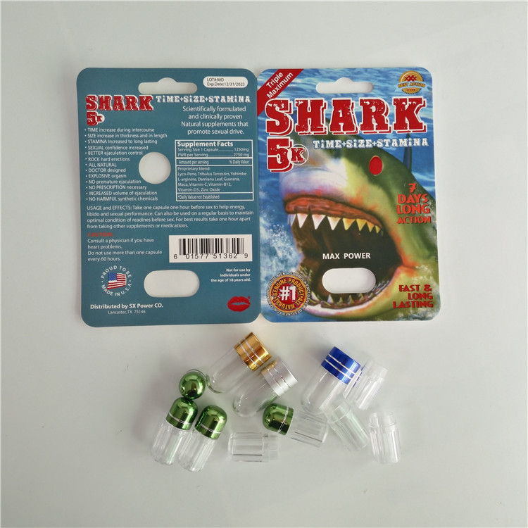 প্লাস্টিক বুলেট সহ পেপার ফোস্কা কার্ড প্যাকেজিং পুরুষ বর্ধন পিলস প্যাক