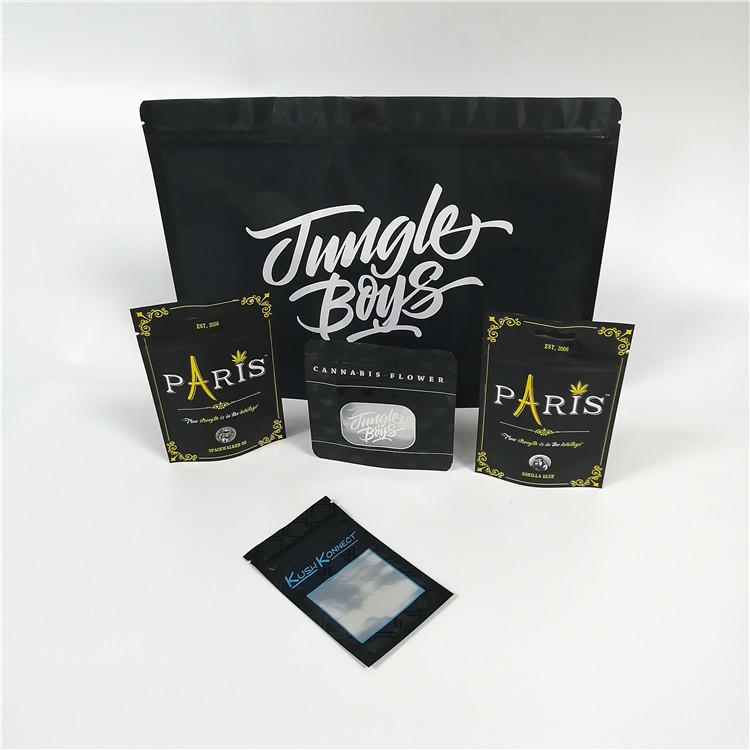 ডিজিটাল প্রিন্টিং স্ট্যান্ড আপ পাউচ সিবিডি গন্ধযুক্ত প্রুফ ওয়েড প্যাকেজিং পরিষ্কার উইন্ডো সহ