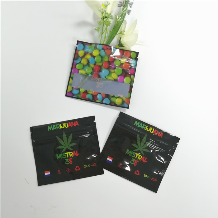 থ্রি সাইড ফ্ল্যাট সুগার ক্যান্ডি সিবিডি মায়লার জিপলক ব্যাগ লো মো কাস্টম প্রিন্টড টেকসই