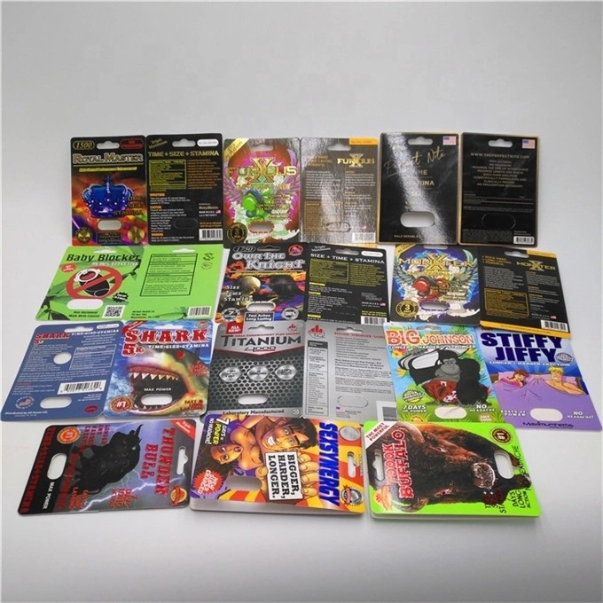 মহিলা এনহ্যান্সার পিলস প্যাকেজিং কার্ডগুলি লোগো প্রিন্টিং পিল ক্যাপসুল প্যাকেজিং পেপার কার্ড এবং ডিসপ্লে বাক্স সহ ডিসপ্লে বক্স