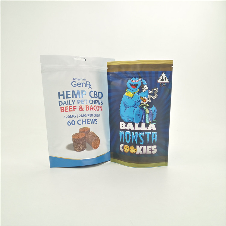 কাস্টমাইজড চাইল্ড প্রুফ ব্যাগগুলি আর্দ্রতা প্রমাণ আগাছা সিবিডি রুন্টজ জঙ্গল কুকিজের ওষুধ স্ট্যান্ড আপ ব্যাগ