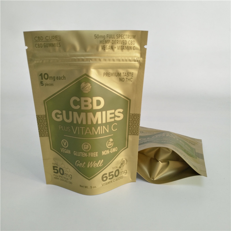 ডিজিটাল প্রিন্টিং ম্যাট সোনার স্ট্যান্ড আপ জিপার পাউচ আগাছার জন্য ছোট প্রুফ মেলার ব্যাগ