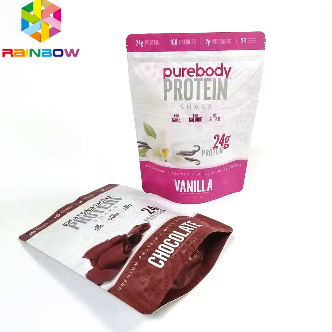 জিপলক ফুড স্টোরেজ প্যাকেজিং জিপার পাউচ ফ্ল্যাট ধরণের প্রিন্টড ব্যাগ সহ পুনরায় ব্যবহারযোগ্য স্ট্যান্ড আপ পাউচ