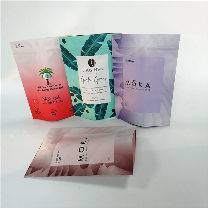 ভালভ সহ গসেট ফয়েল পাউচ প্যাকেজিং মশুর প্রুফ গ্রাউন্ড কফি ব্যাগগুলি দাঁড়ান