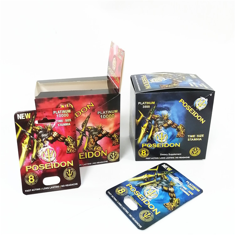 গণ্ডার ফোস্কা কার্ড মেনস যৌন পরিপূরক সেক্স পিলস প্যাকেজিং পুরুষ বর্ধন পিল হেড ক্যাপসুল কনটেইনার