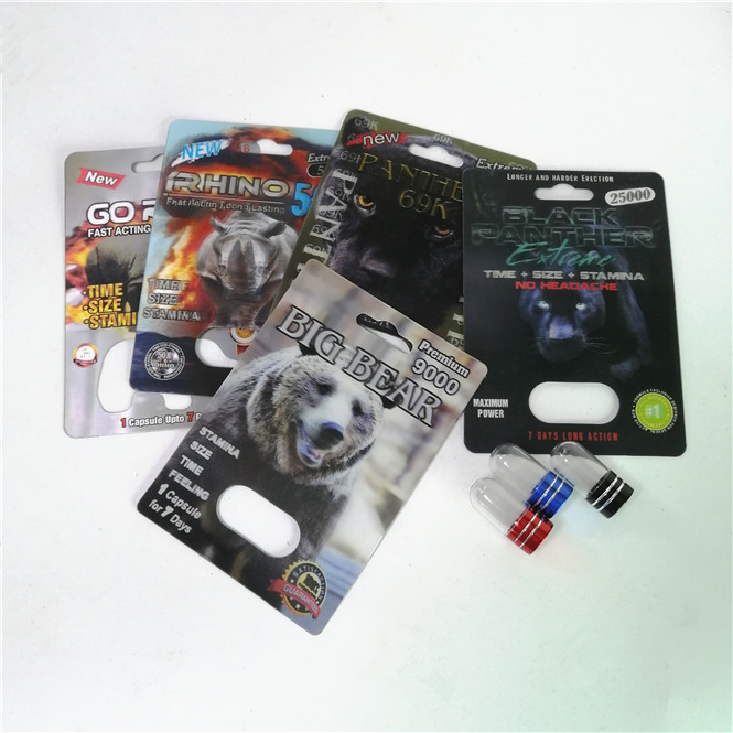 যৌন বর্ধন পিলস প্যাকেজিং গেন্ডার সর্বাধিক 150 কে 3 ডি ফোস্কা কার্ড পাউডার সেক্স ক্যাপসুলের জন্য পেপার বক্স সহ