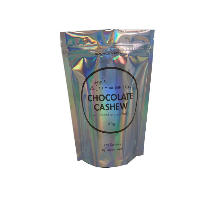 পাইকারি কাস্টমাইজড হলোগ্রাফিক ল্যামিনেটেড জিপ লক প্লাস্টিক মায়লার পাউস প্রোটিন বল ব্যাগ