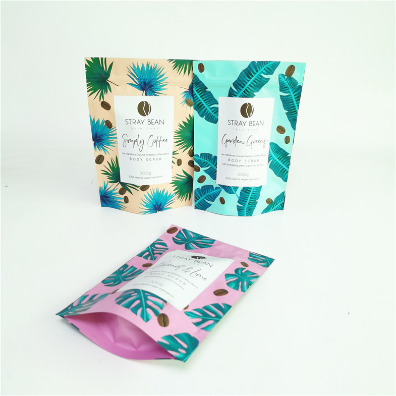 কাস্টমাইজড ডাইপ্যাক কফি সল্ট ফেস স্ক্রাব প্যাকেজিং ব্যাগ সুগার বডি স্ক্রাব প্যাকেজিং ব্যাগ