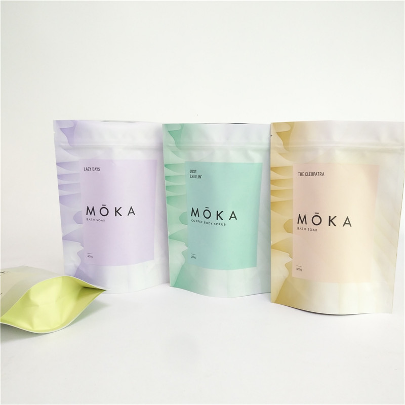 সম্পূর্ণ রঙিন মুদ্রণ 200 গ্রাম বডি স্ক্রাব জিপার সহ পাউচ অ্যালুমিনিয়াম ফয়েল খালি কফি ব্যাগ স্ট্যান্ড আপ করুন
