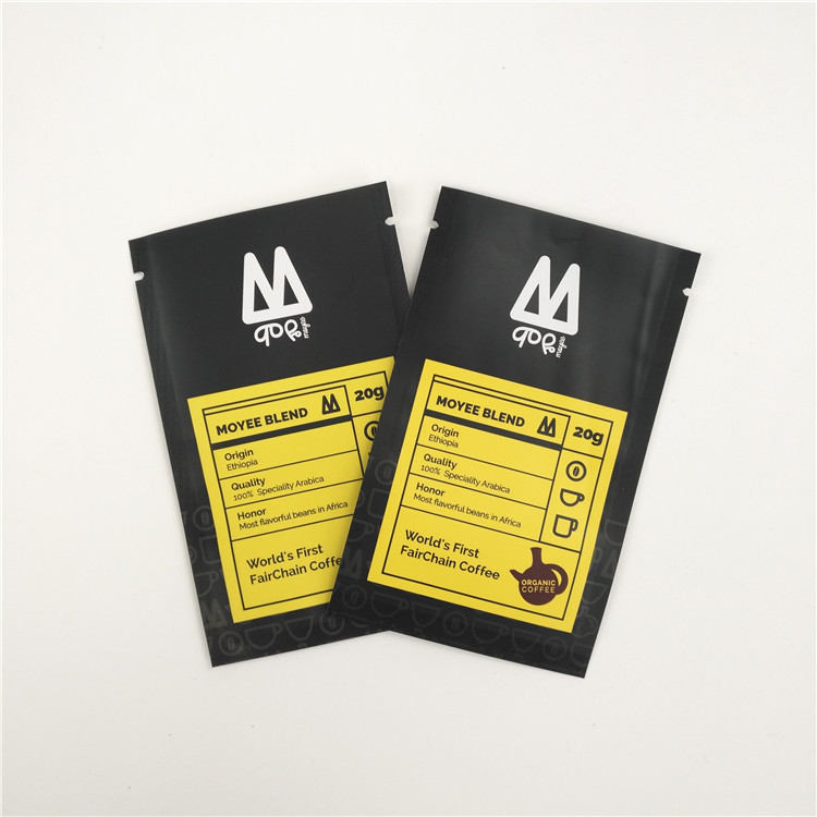 250 গ্রাম 500 গ্রাম কফি শিম এমওপিপি ভিএমপেট ভালভের সাথে স্ট্যান্ড আপ থলি