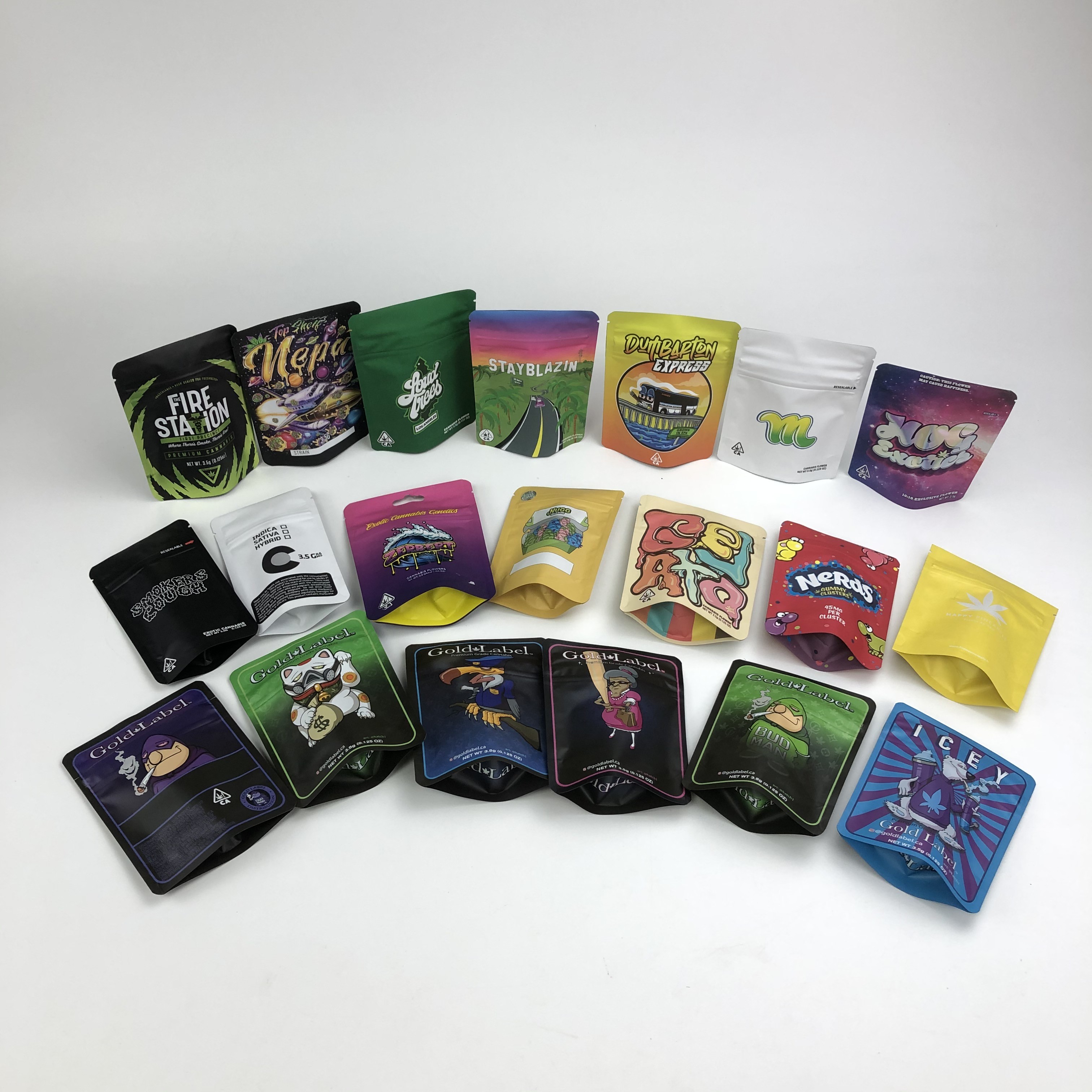 100 মাইক্রন ভিএমপিইটি গন্ধযুক্ত প্রুফ কুকিজ ব্যাগ 3.5 জি 7 জি 14 জি গাঁজা মেলার