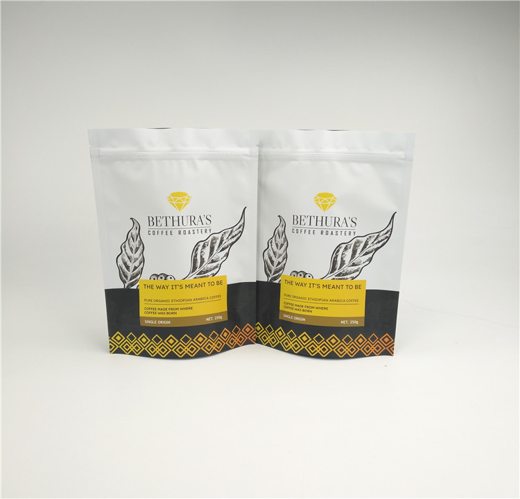 কফি শিমের জন্য 140 মিম্প এমওপিপি পুনরায় ব্যবহারযোগ্য সাইড গাসেট মেলার ব্যাগ