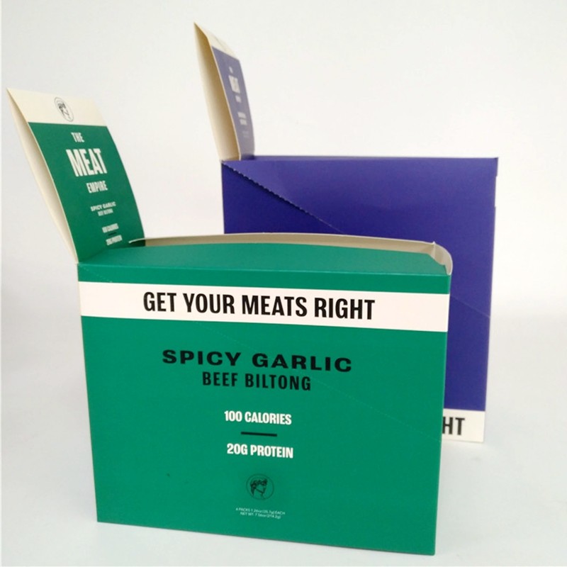 কাস্টম মুদ্রিত গরুর মাংস বিল্টং সংগ্রহের কাগজ বাক্স কেক চকোলেট rugেউখেলান পিচবোর্ড প্রদর্শন বাক্স