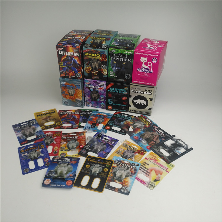 এমওপিপি 350 গ্রাম বেধ ফোস্কা 3 ডি কার্ড গন্ডার পুরুষ বৃদ্ধি পিল