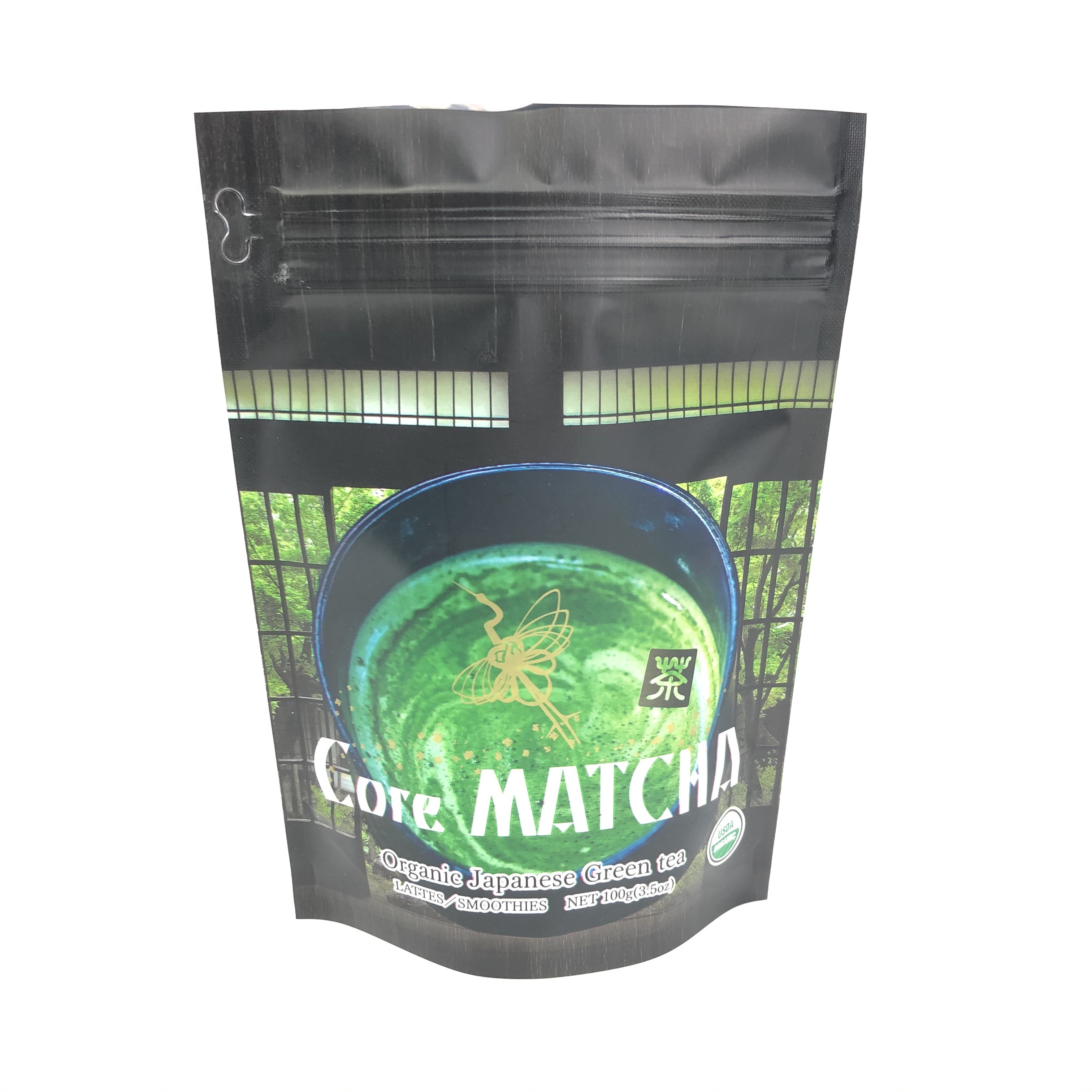 এমওপিপি রিসেসেবল স্ট্যান্ড আপ পাউচ গ্রিন টির জন্য 120 মাইক্রন