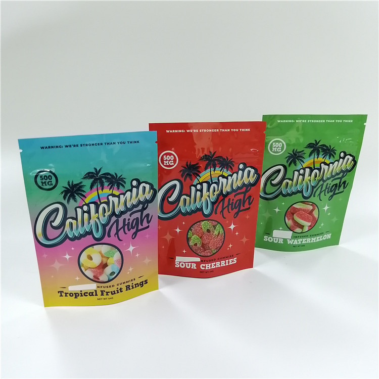 সিবিডি ফ্লাওয়ার হার্বস জিপলক থ্রি সাইড সিল পাউচ কাস্টমাইজড প্রিন্টড স্তরিত