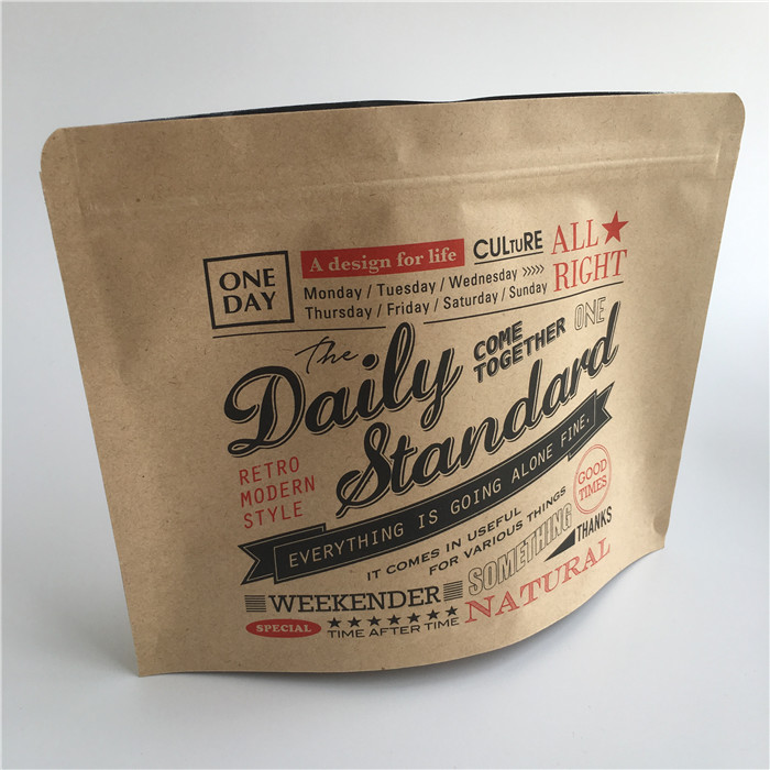 অ্যালুমিনিয়াম ফয়েল টি ক্রাফ্ট পেপার জিপলক ব্যাগ স্ট্যান্ড আপ হিট সিল প্রিন্টেড