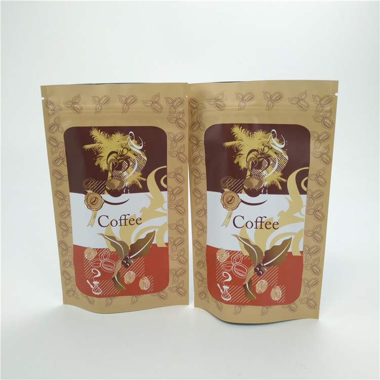 ক্রাফ্ট পেপার প্যাকেজ ম্যানুফ্যাকচারিং পাইকারি কফি ব্যাগ লোগো সহ পুনরায় সন্ধানযোগ্য ব্যাগ