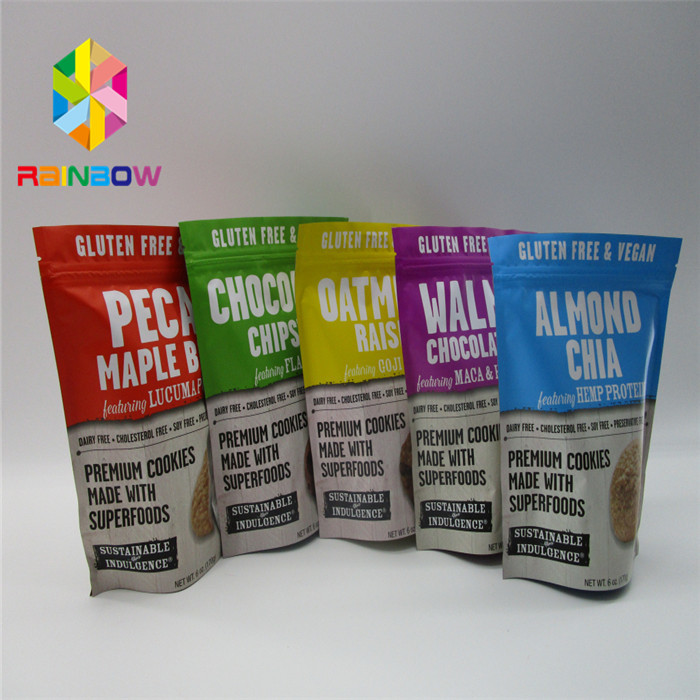 প্লাস্টিক মাইলার অ্যালুমিনিয়াম ফয়েল স্ট্যান্ড আপ জিপলক ব্যাগস প্রিন্টড ফুড গ্রেড