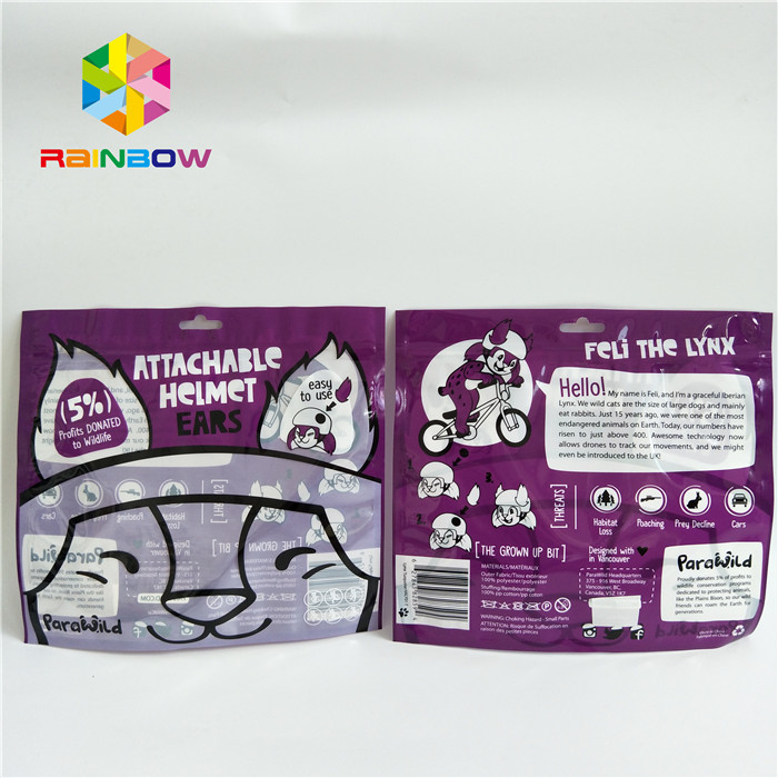 ক্লিয়ার ফ্রন্ট উইন্ডো সহ থ্রি সাইড সিল করা ছোট কাস্টম প্রিন্টিং প্যাকেজিং