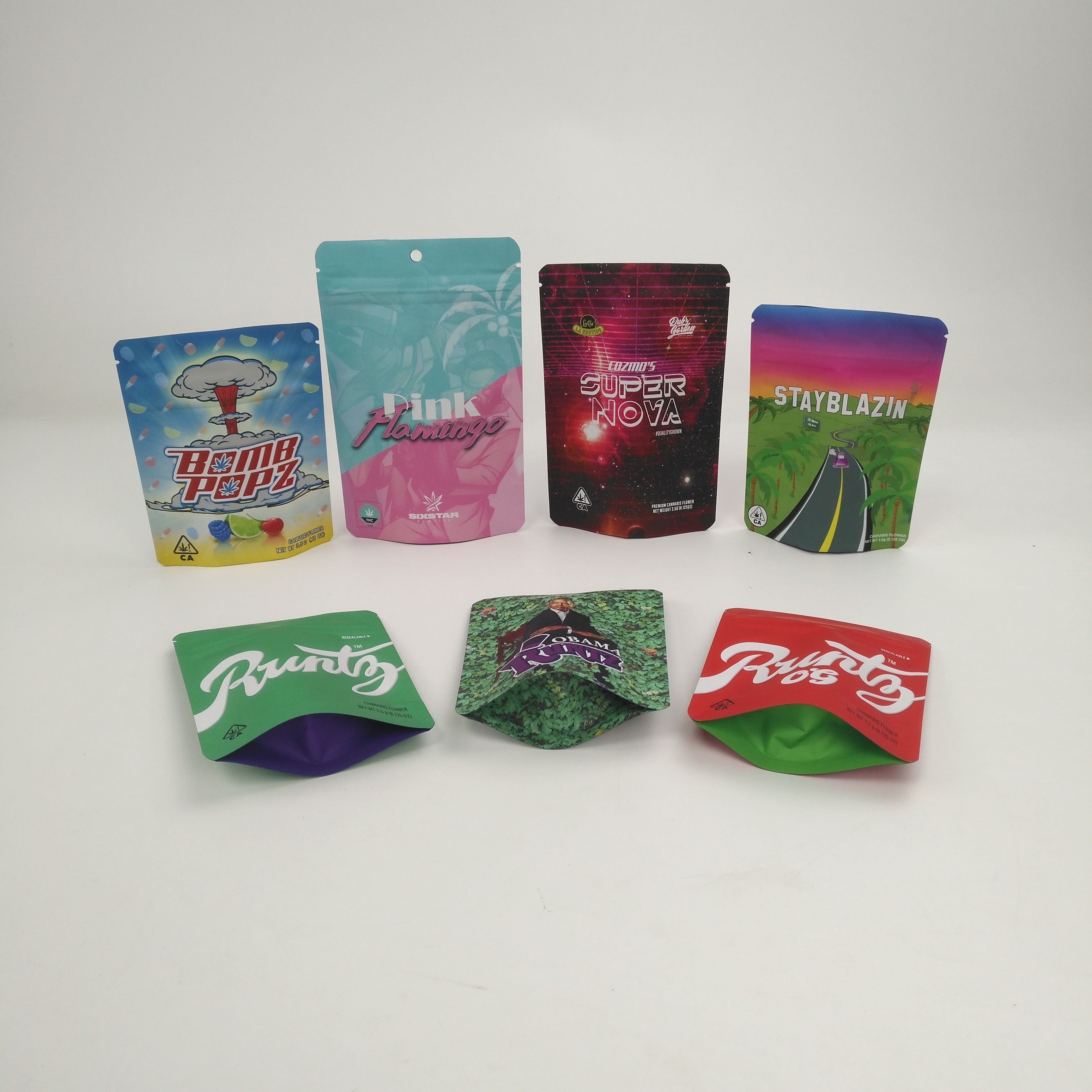 কাস্টমাইজড লোগো 3.5g 7g 14g 28g 1 পাউন্ড কুকিজ কুশ হ্যাজ হার্ব সিবিডি গাঁজাখ রন্টজের জন্য ব্যাগগুলি দাঁড় করায়