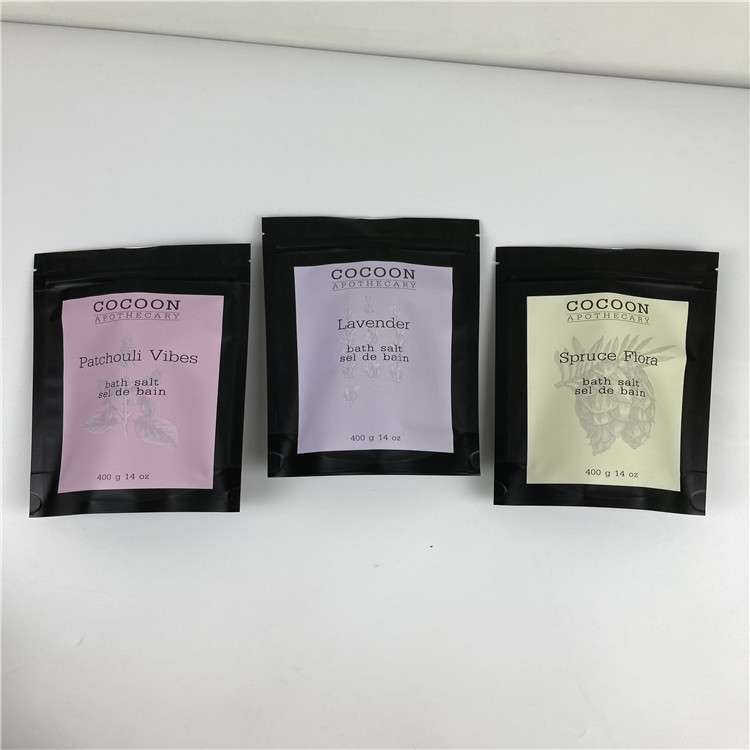 32 ওজে বাথ সল্ট ফয়েল পাউচ প্যাকেজিং পুনরুদ্ধারযোগ্য স্ট্যান্ড আপ ব্যাগ / 250g কফি বডি স্ক্রাব থলি