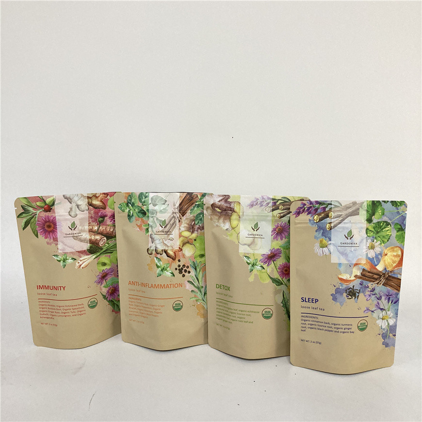 চা / কফির জন্য Cmyk 1.2C MPET স্ট্যান্ড আপ জিপার থলি 1.5C PA