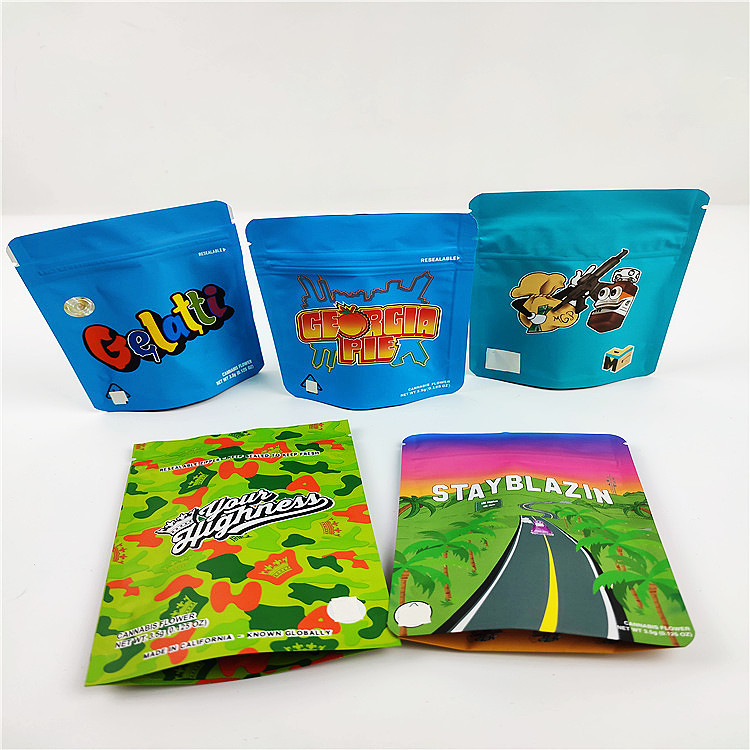 FSC BSCI CMYK কুকি গন্ধ প্রুফ ব্যাগ 3.5g CBD Mylar প্যাকেজিং পাউচ