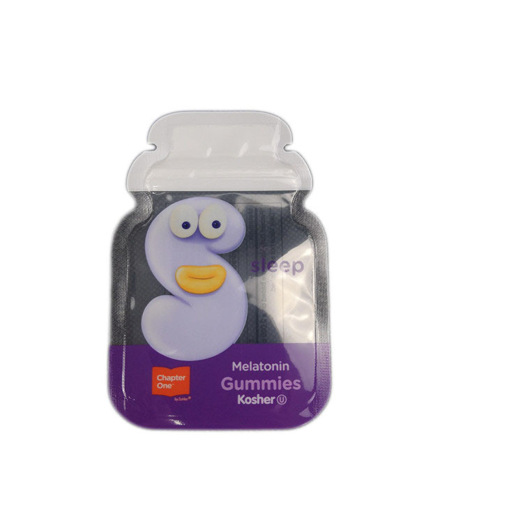 সিবি কাস্টম শেপ 3 সাইড সিল ফয়েল প্যাকেজিং আঠালো ক্যান্ডি ফ্ল্যাট ব্যাগ কাস্টম প্লাস্টিকের পাউচ প্যাকেজিং জিপ লক ব্যাগ