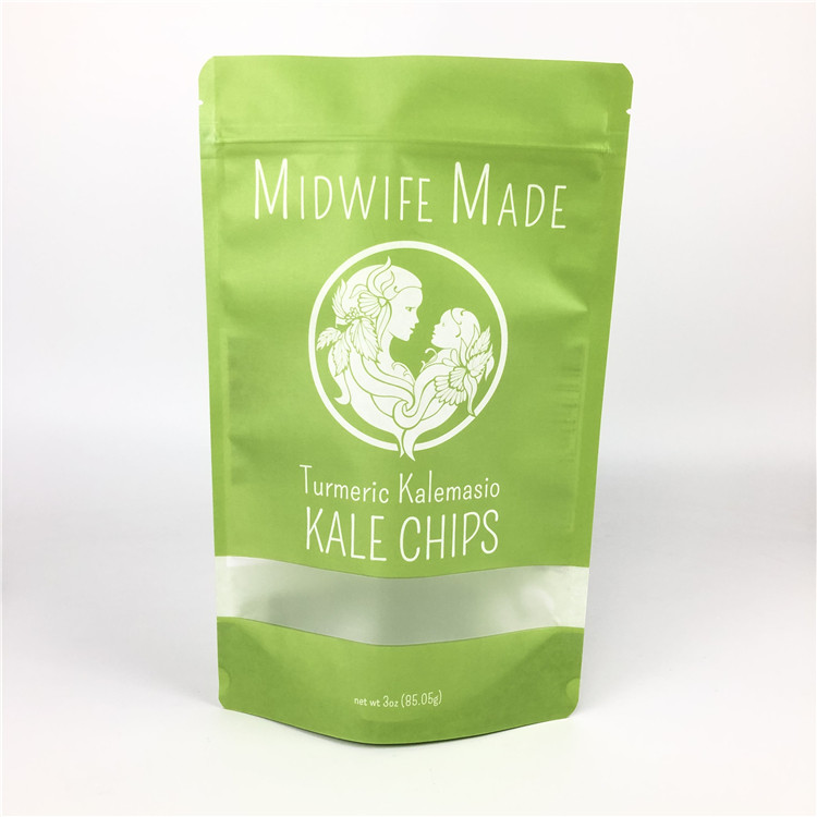 কাস্টম প্রিন্টেড ফুড গ্রেড স্ট্যান্ড আপ জিপ লক সিল প্লাস্টিক ফয়েল বিস্কুট চিপস পেপার প্যাকেজিং ব্যাগ পরিষ্কার উইন্ডো সহ