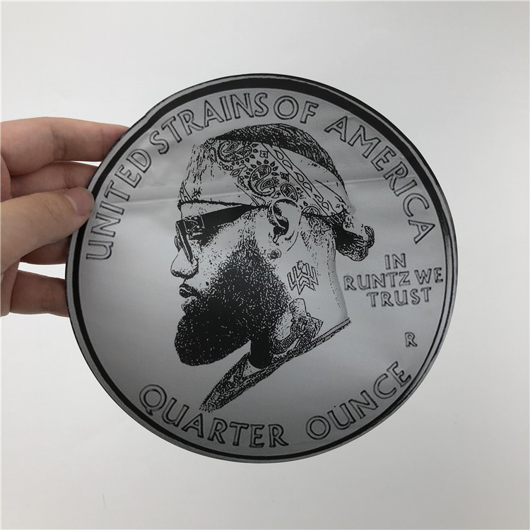 সফট টাচ প্লাস্টিক 3.5g প্যাক মাইলার ব্যাগ ডাই কাট অনিয়মিত পাউচ জিপলক রাউন্ড আকৃতি 7g কুকি পাউচ