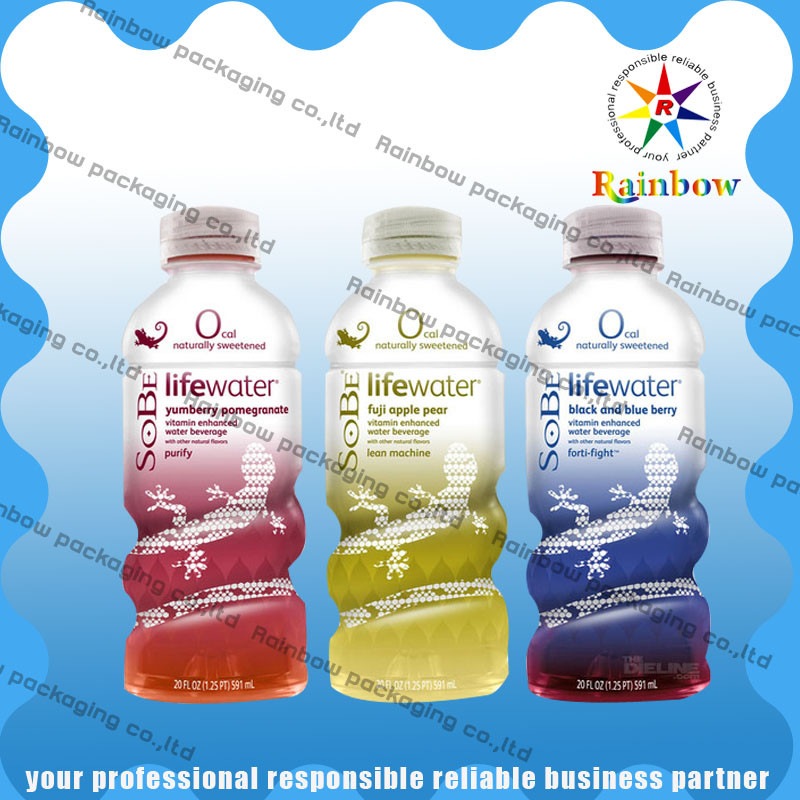 বোতল সঙ্কুচিত মোড়ানো আলিঙ্গন কাস্টম মুদ্রণ তাপ সংবেদনশীল জলরোধী পান