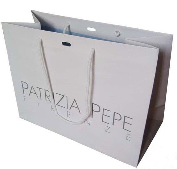 বড় হোয়াইট ক্রাফ্ট পেপার কাস্টমাইজড পেপার ব্যাগ সেন্টার ইন হোল