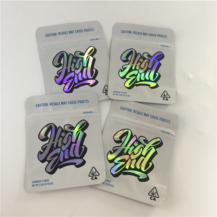 প্রিন্টেড 3.5 গ্রাম গন্ধ প্রুফ প্লাস্টিকের পাউচগুলি অনিয়মিত আকারের ভোজ্য মাইলার ব্যাগ