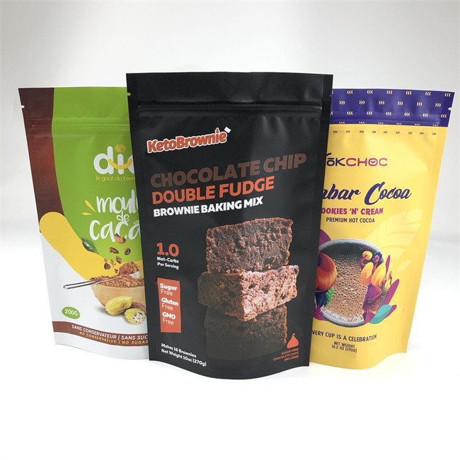 ফুড গ্রেড জিপ লক প্লাস্টিক ব্যাগ অ্যালুমিনিয়াম ফয়েল জিপার সহ স্ট্যান্ড আপ ব্যাগ