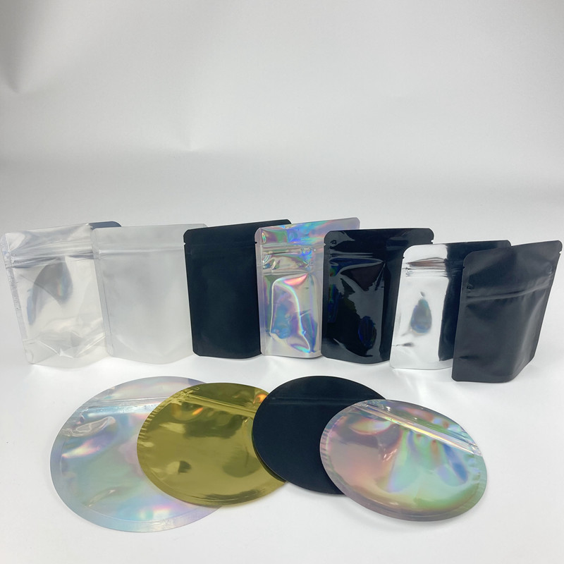 চাইল্ড রেজিস্ট্যান্ট সার্কেল হলোগ্রাফিক পাউচ ব্যাগ অ্যালুমিনিয়াম ফয়েল ফুলের বীজ মাইলার এক্সিট ব্যাগ