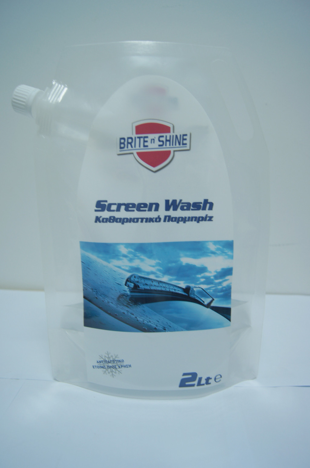 2 লিটার স্বচ্ছ প্লাস্টিক স্ট্যান্ড আপ পাউন্ড স্ক্রিন ওয়াশ প্যাকেজিং / ধোয়া প্যাকেজিং জন্য স্ট্যান্ড আপ spout ব্যাগ